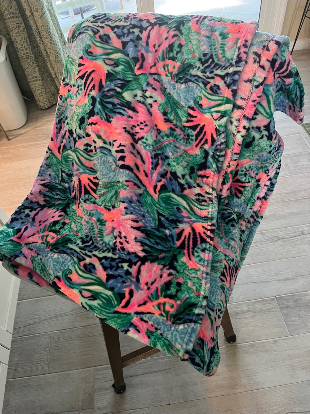 Lilly Pulitzer fleece throw blanket bringing mermaid back tropical coastal